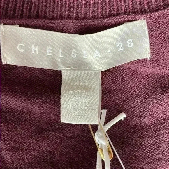 Chelsea28 Oversize V-Neck High/Low Sweater in Burgandy Stem Size XXS NWT - Picture 5 of 9